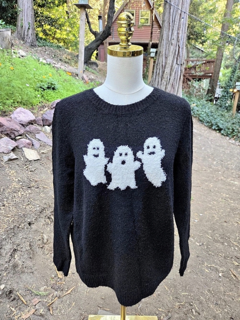 Cupcakes and Cashmere Halloween Spooky Ghost Graphic Crewneck Sweater Size Small